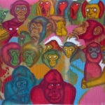 Pierre noire et peinture acrylique, peinture, art contemporain, tableau , Samuel GELAS